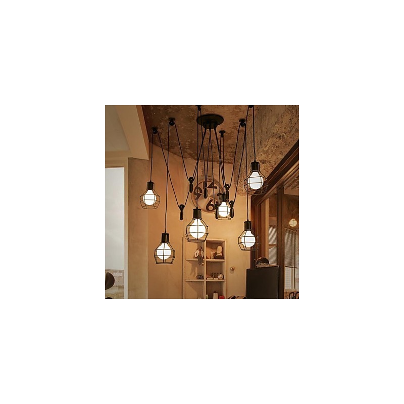 6 Lichter Country Designer Metall Pendelleuchte