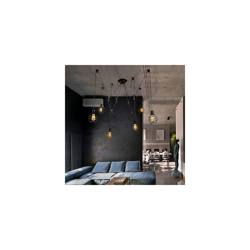 6 Lichter Country Designer Metall Pendelleuchte