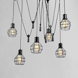 6 Lichter Country Designer Metall Pendelleuchte