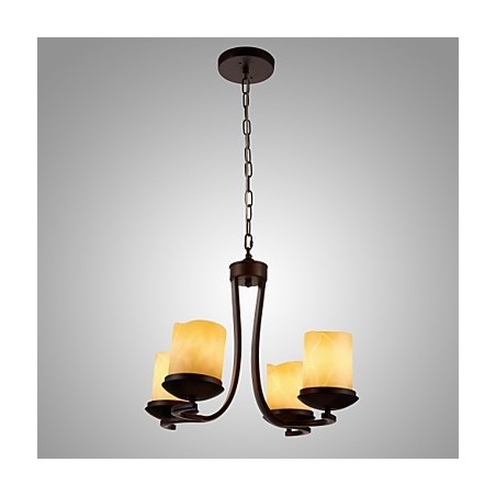 Kronleuchter aus Eisenmalerei mit Glasschirm, klassische Kerzenbeleuchtung, 4 Köpfe Kronleuchter aus Eisenmalerei mit Glasschirm, klassische Kerzenbeleuchtung, 4 Köpfe