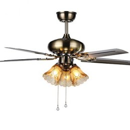 Deckenventilatoren Luxe Eco Moderner Deckenventilator mit Licht, 42-Zoll-Flügel, gebürstetes Stahl-Finish