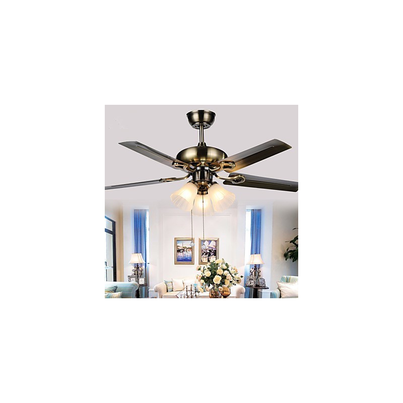 Deckenventilatoren Luxe Eco Moderner Deckenventilator mit Licht, 42-Zoll-Flügel, gebürstetes Stahl-Finish