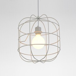 Mini Künstlerische Vogelkäfig Pendelleuchte 1 Licht Mordern Simplicity Finish Schwarz Weiß Metall Kohlenstoffstahl Droplight