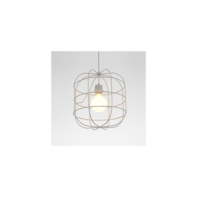 Mini Künstlerische Vogelkäfig Pendelleuchte 1 Licht Mordern Simplicity Finish Schwarz Weiß Metall Kohlenstoffstahl Droplight