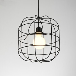 Mini Künstlerische Vogelkäfig Pendelleuchte 1 Licht Mordern Simplicity Finish Schwarz Weiß Metall Kohlenstoffstahl Droplight
