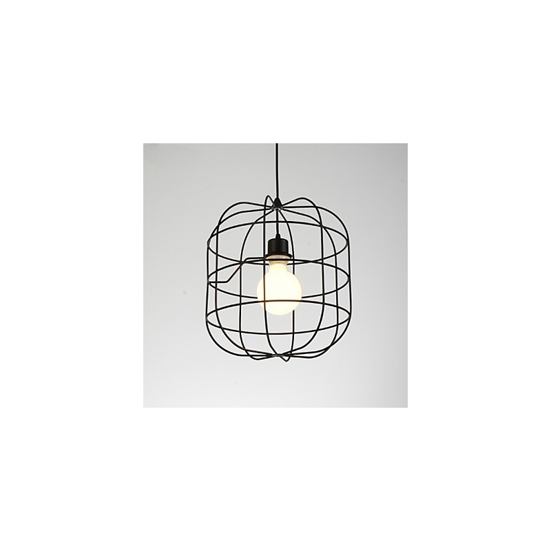 Mini Künstlerische Vogelkäfig Pendelleuchte 1 Licht Mordern Simplicity Finish Schwarz Weiß Metall Kohlenstoffstahl Droplight