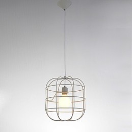 Mini Künstlerische Vogelkäfig Pendelleuchte 1 Licht Mordern Simplicity Finish Schwarz Weiß Metall Kohlenstoffstahl Droplight