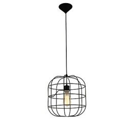 Mini Künstlerische Vogelkäfig Pendelleuchte 1 Licht Mordern Simplicity Finish Schwarz Weiß Metall Kohlenstoffstahl Droplight