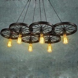 Loft Anhänger Licht Rad Kronleuchter Rustikalen Vintage Retro Land Esszimmer Metall + Malerei