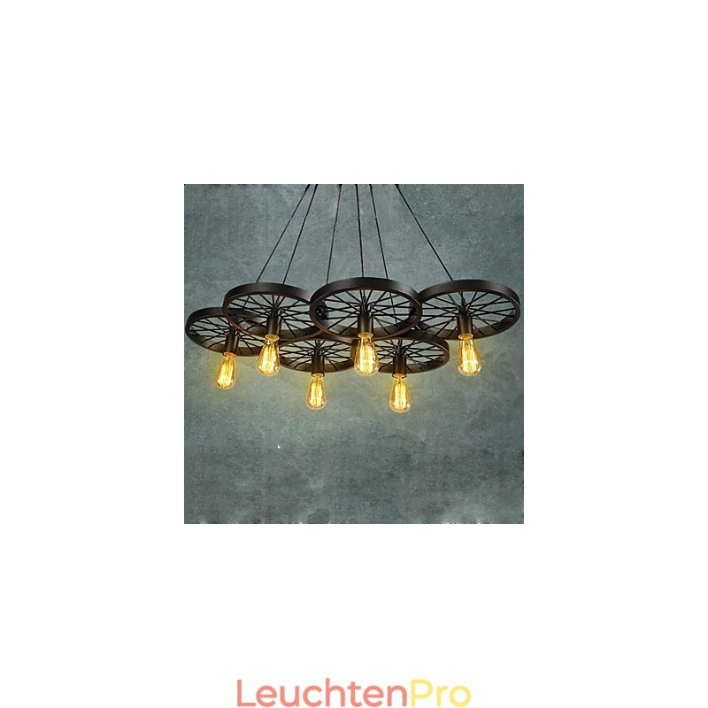 Loft Anhänger Licht Rad Kronleuchter Rustikalen Vintage Retro Land Esszimmer Metall + Malerei