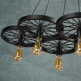 Loft Anhänger Licht Rad Kronleuchter Rustikalen Vintage Retro Land Esszimmer Metall + Malerei