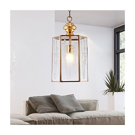 Kleine Pendelleuchte im amerikanischen Landhausstil, komplett aus Kupfer und einem Glas Kleine Pendelleuchte im amerikanischen Landhausstil, komplett aus Kupfer und einem Glas