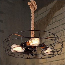 Vintage American Iron Rope Kreativer Industrieller Ventilator Kronleuchter