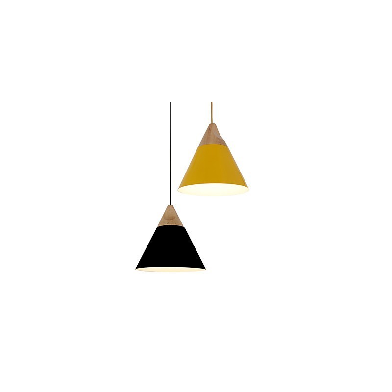 Mini Künstlerische Kegel Pendelleuchte 1 Licht Mordern Simplicity Finish Schwarz Weiß Gelb Aluminium & Holz Droplight