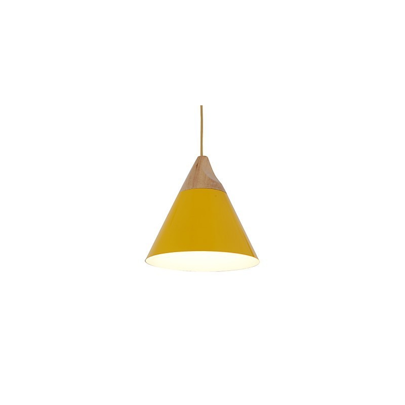 Mini Künstlerische Kegel Pendelleuchte 1 Licht Mordern Simplicity Finish Schwarz Weiß Gelb Aluminium & Holz Droplight