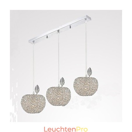 Kronleuchter aus gewebtem Aluminium mit drei Kopflampen, Apfel Kronleuchter aus gewebtem Aluminium mit drei Kopflampen, Apfel
