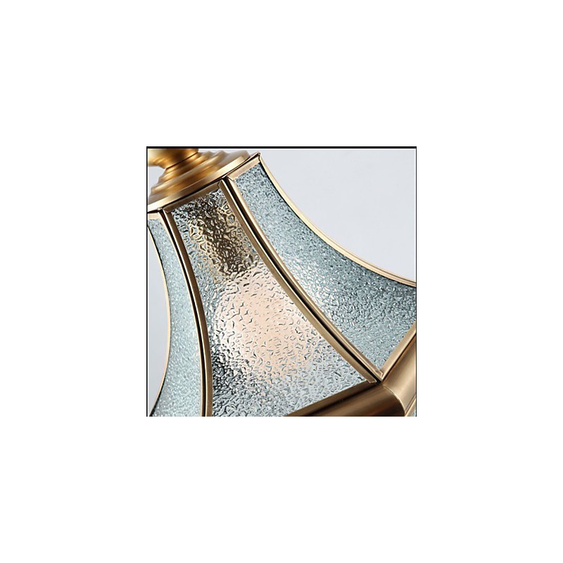 Kleine Pendelleuchte im amerikanischen Landhausstil, komplett aus Kupfer und einem Glas