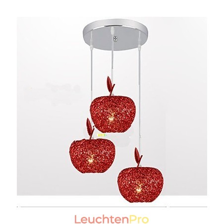 Kronleuchter aus gewebtem Aluminium mit drei Kopflampen Apple A Kronleuchter aus gewebtem Aluminium mit drei Kopflampen Apple A