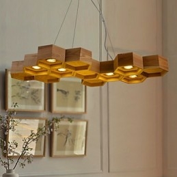 Designer Art Individuality Kronleuchter Einfache Wabenholzlampen